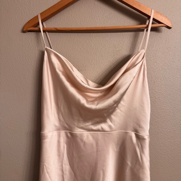 FAME‎ AND PARTNERS Rosabel Light Nude Cowl Neck Silky Maxi Dress - Picture 4 of 7